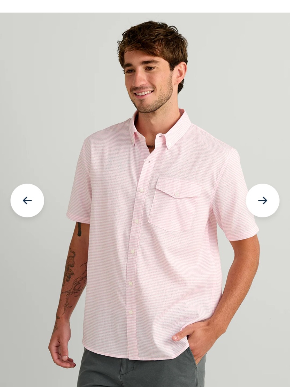 Huk Men's Light Pink Short-Sleeve Button-Down Shirt